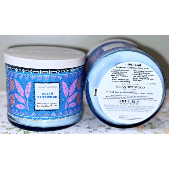 Lot of 2 Bath & Body Works Ocean Driftwood Large 3-Wick Scented Candle 14.5oz - Picture 4 of 6